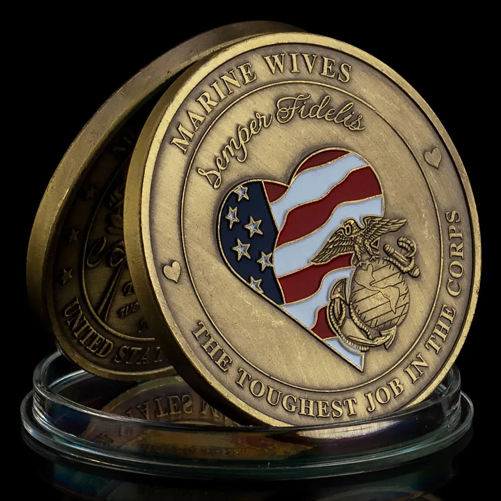 US Marine Corps Challenge Coins Marine Wives The Toughest Job In The Corps Bronze Plated Commemorative Coin Semper Fidelis Coin 1070-Chinese Style Finds™