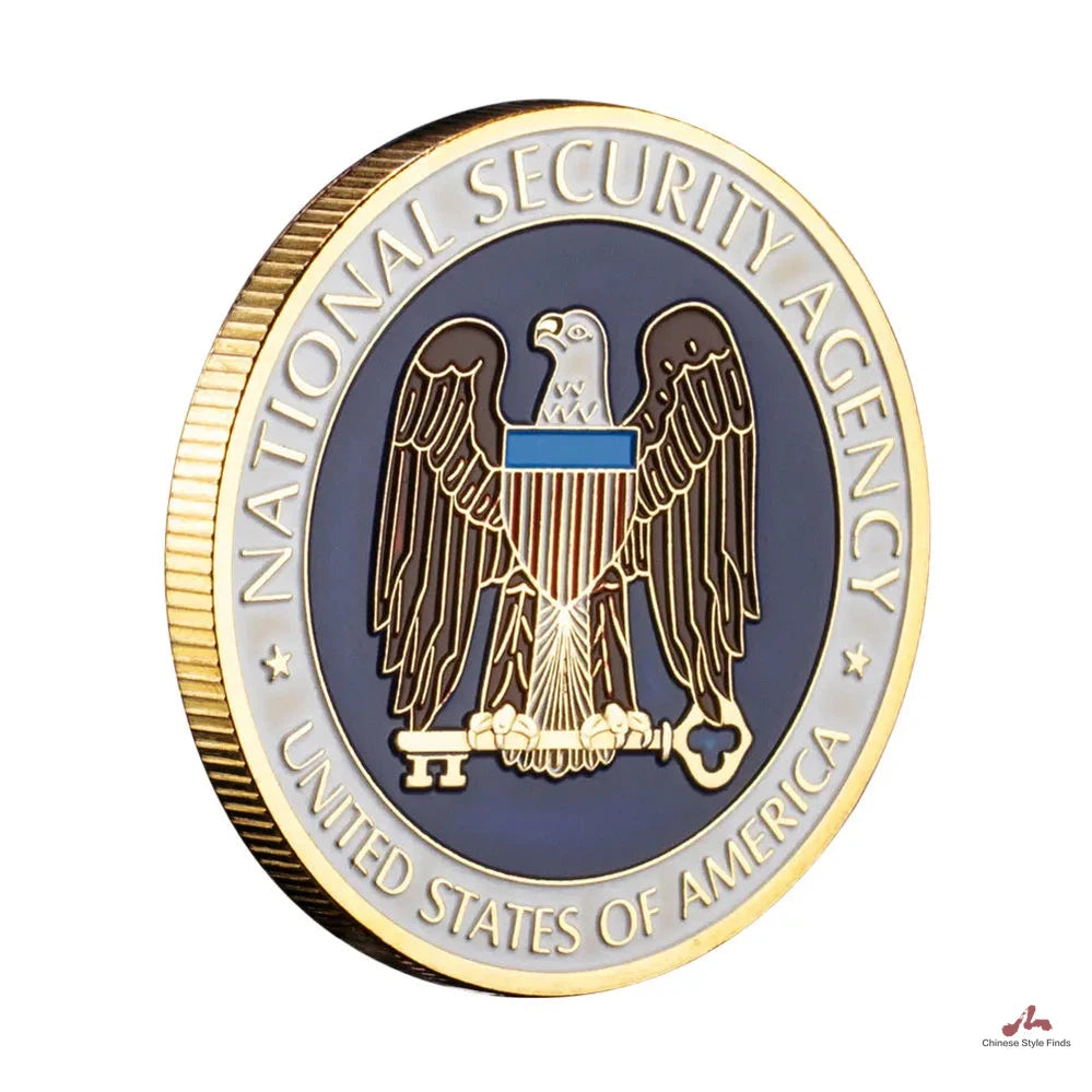 US Nation Security Agency Souvenir Golden Plated Coin Great Seal of The US Commemorative Coin Eagle Pattern Collectible Coin 1069-Chinese Style Finds™