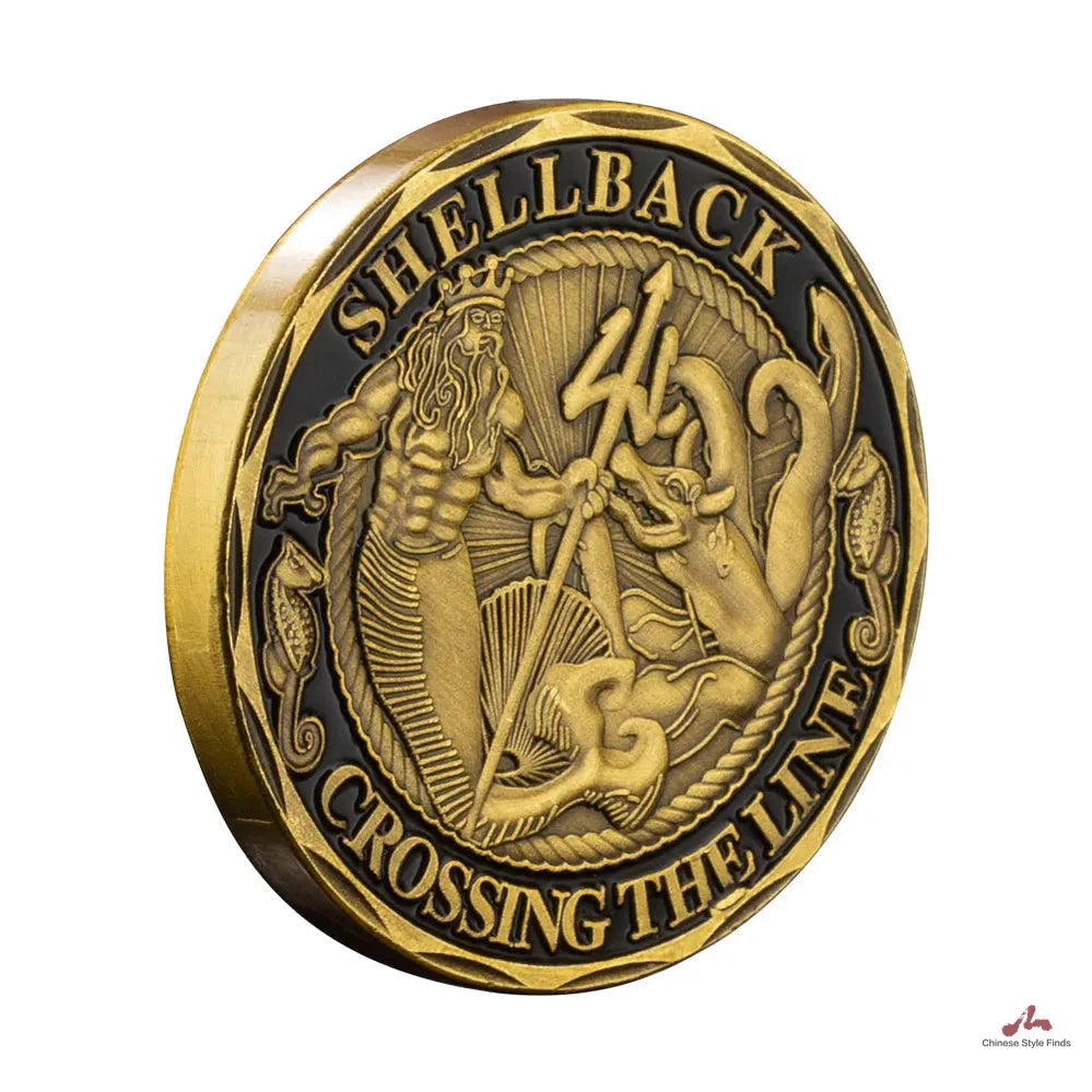 US Navy Coin Shellback Crossing The Line Souvenir Collectible Gift Plated Military Coin Commemorative Coin Challenge Coin 1503-Chinese Style Finds™