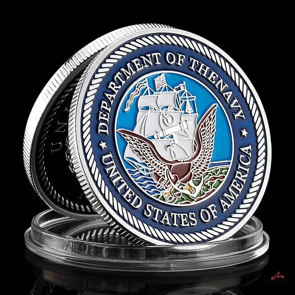 US Navy Souvenir Coin Department of The Navy Flying Eagle Pattern Commemorative Coin Military Plated Commemorative Coin 1079-Chinese Style Finds™