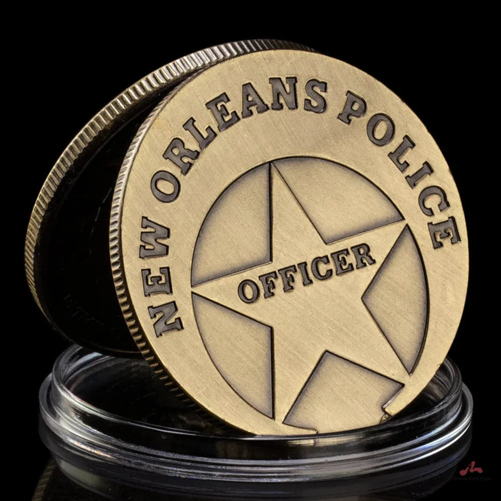 US New Orleans Police Officer Challenge Coin ST.Micheal Patron Saint of Law Enforcement Copper Plated Commemorative Coin 1160-Chinese Style Finds™