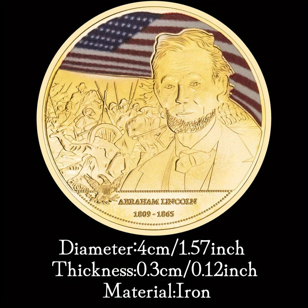 US President Abraham Lincoln Souvenirs and Gift Ideas golden Plated US Coin Challenge Coin Collectible President Commemorative Coins 1291-Chinese Style Finds™