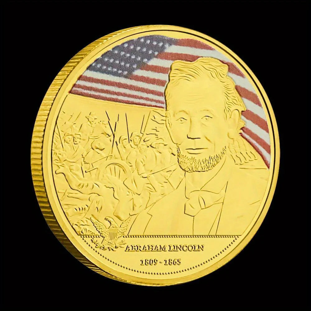 US President Abraham Lincoln Souvenirs and Gift Ideas golden Plated US Coin Challenge Coin Collectible President Commemorative Coins 1291-Chinese Style Finds™