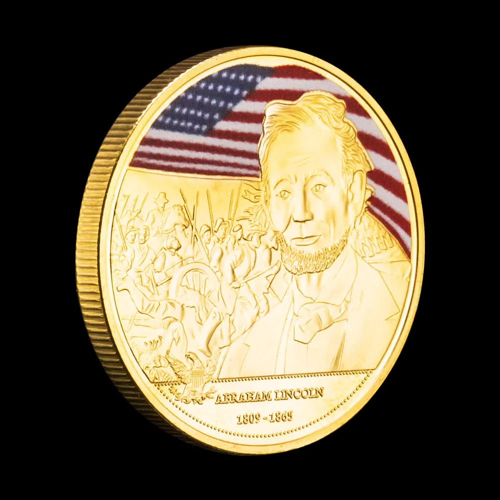 US President Abraham Lincoln Souvenirs and Gift Ideas golden Plated US Coin Challenge Coin Collectible President Commemorative Coins 1291-Chinese Style Finds™