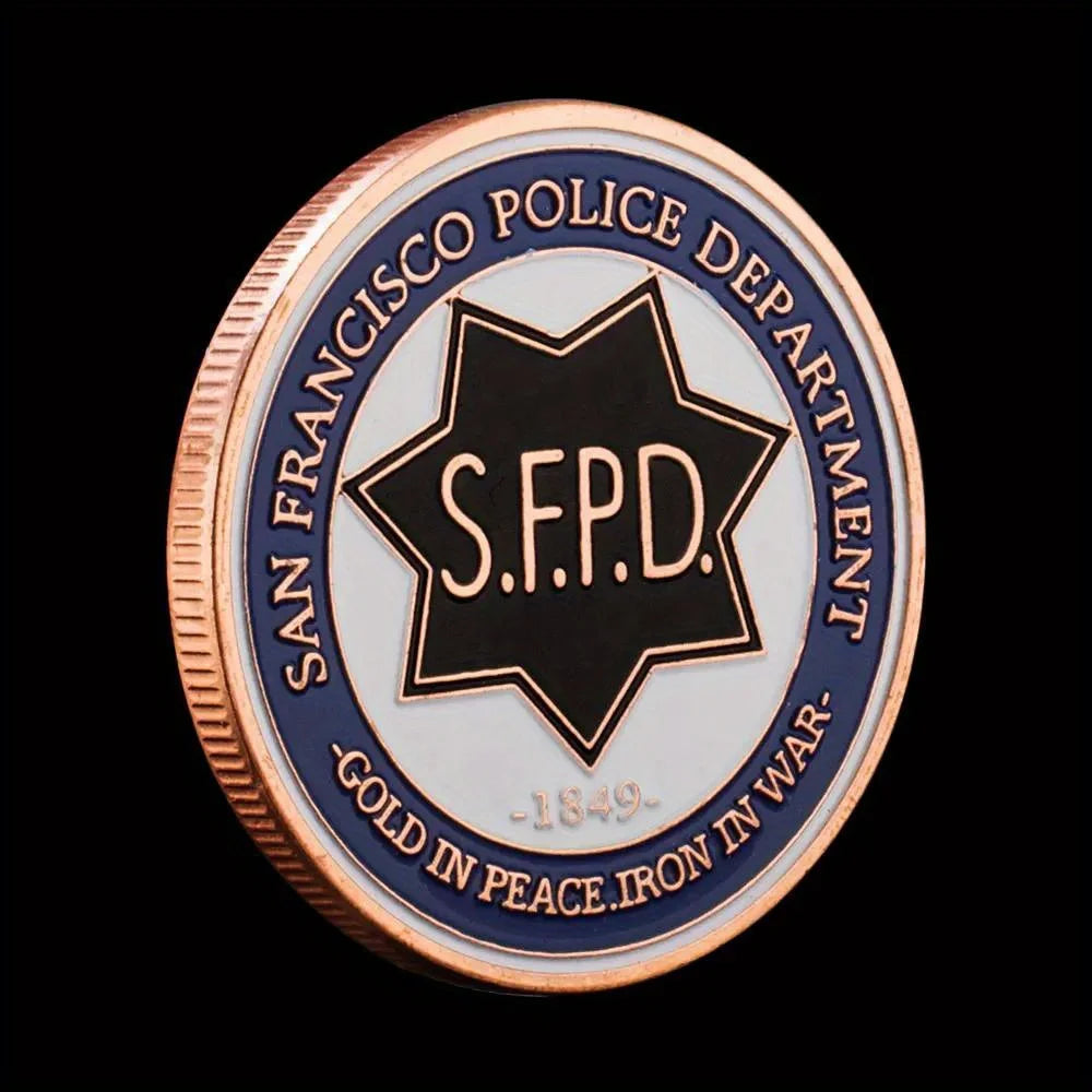 US San Francisco Police Department Bronze Plated Souvenir Coin Gold In Peace Iron In War Commemorative Coin Challenge Coin 1313-Chinese Style Finds™