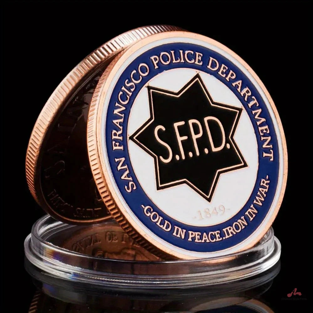 US San Francisco Police Department Bronze Plated Souvenir Coin Gold In Peace Iron In War Commemorative Coin Challenge Coin 1313-Chinese Style Finds™