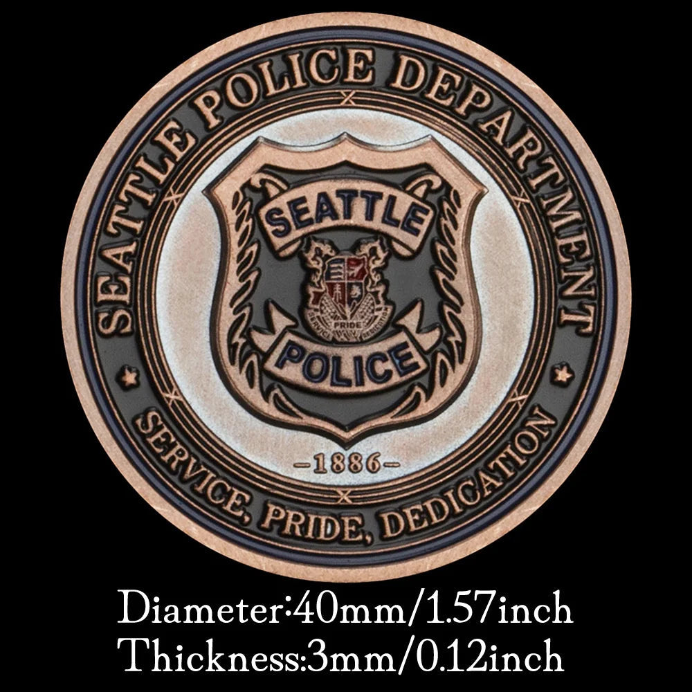 US Seattle Police Department Souvenir Bronze Plated Coin Patron Saint of Law Enforcement ST.Micheal Challenge Coin 1164-Chinese Style Finds™