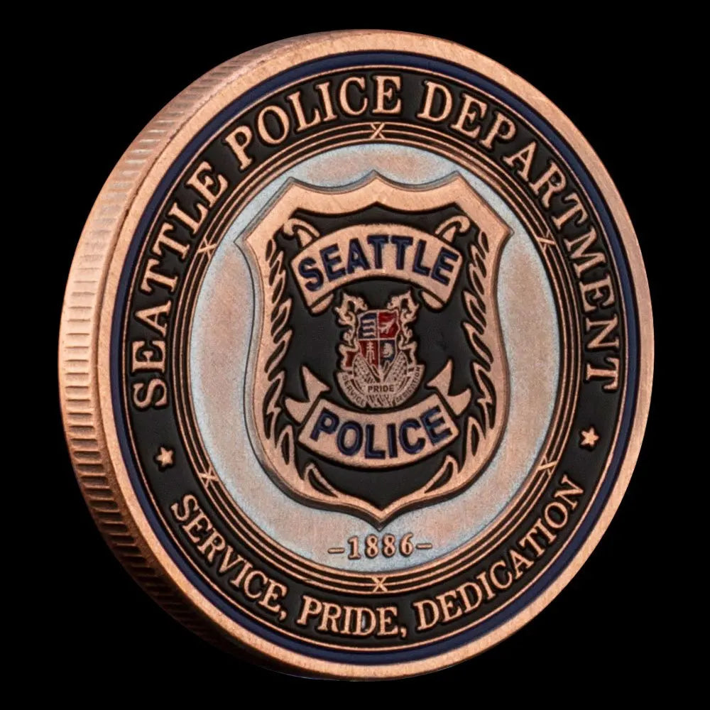 US Seattle Police Department Souvenir Bronze Plated Coin Patron Saint of Law Enforcement ST.Micheal Challenge Coin 1164-Chinese Style Finds™