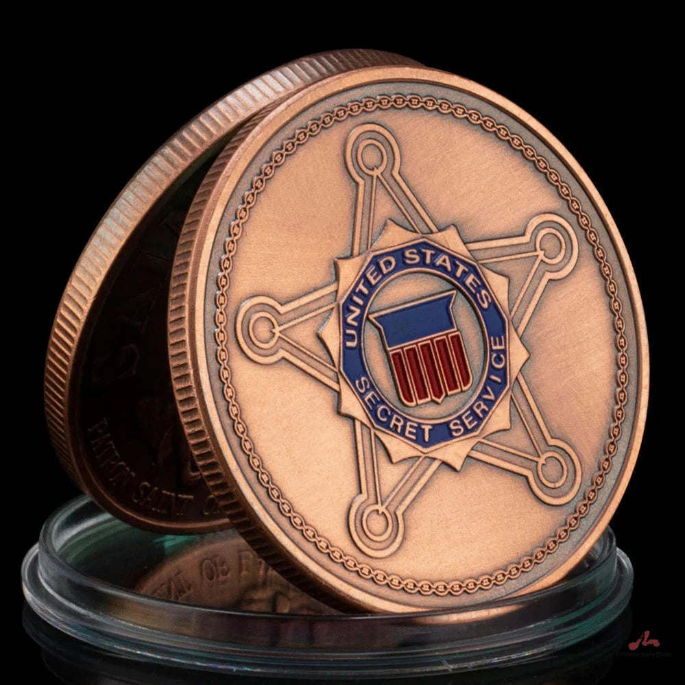 US Secret Service Military Coin Saint Micheal Patron Saint of Law Enforcement Bronze Plated Challenge Coin Collection Gift 1198-Chinese Style Finds™