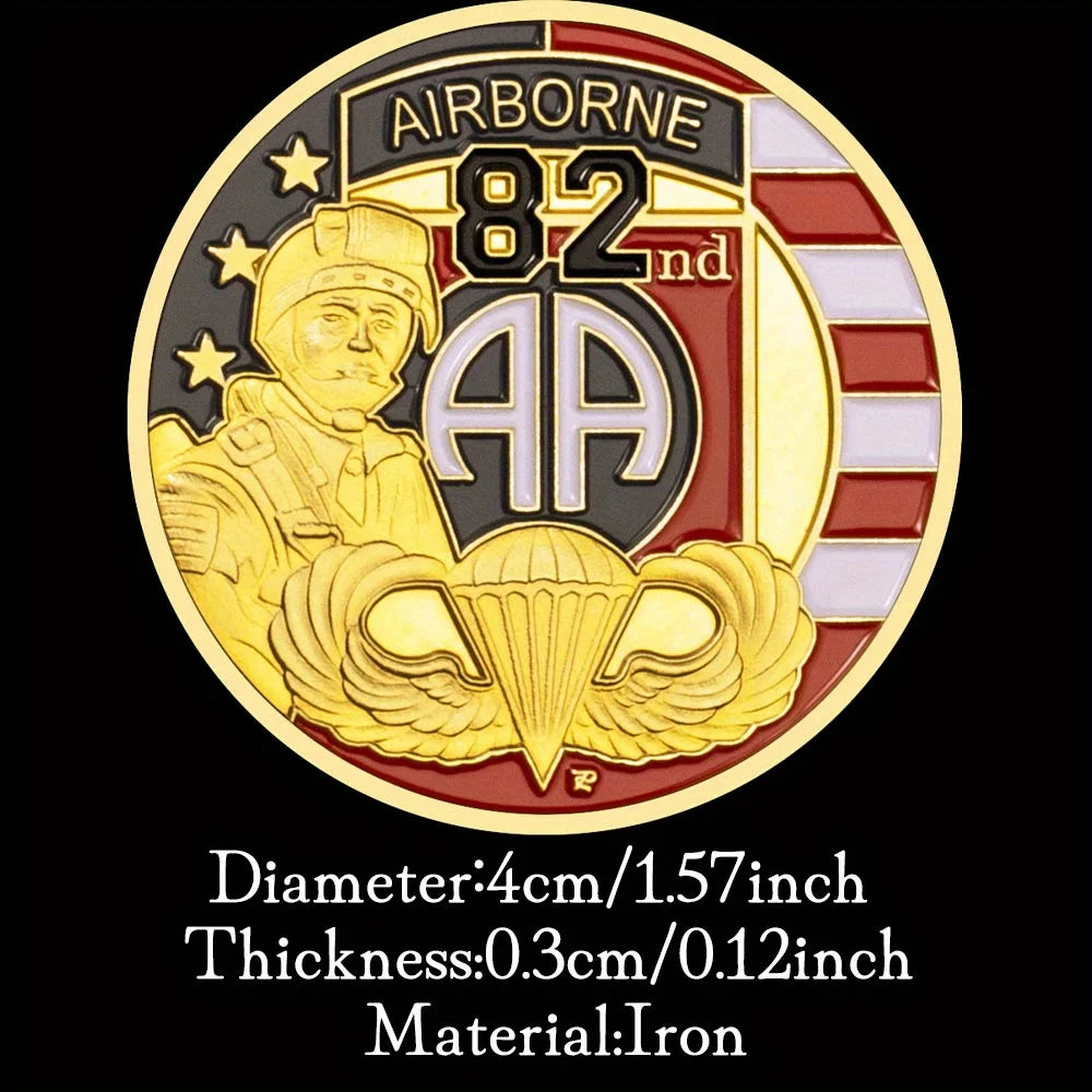 USA 82nd Airborne Division Challenge Coin United States Army Souvenir Gift Ideas Golden Plated Commemorative Coin Decorations 1244-Chinese Style Finds™