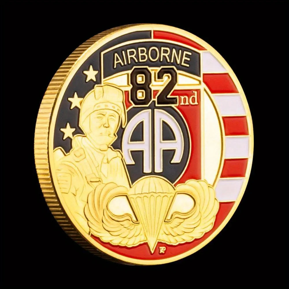 USA 82nd Airborne Division Challenge Coin United States Army Souvenir Gift Ideas Golden Plated Commemorative Coin Decorations 1244-Chinese Style Finds™