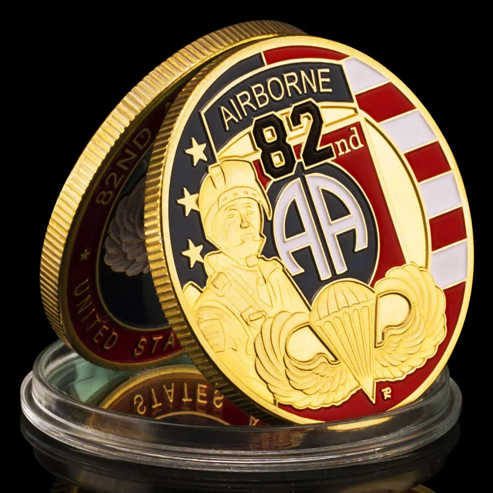 USA 82nd Airborne Division Challenge Coin United States Army Souvenir Gift Ideas Golden Plated Commemorative Coin Decorations 1244-Chinese Style Finds™