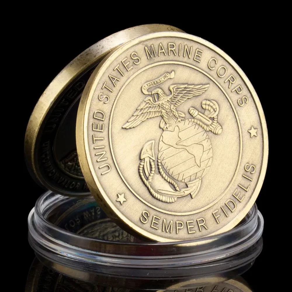 USA Marine Corps Semper Fidelis Commemorative Coin Uncommon Valor Was A Common Souvenir Coin Golden Plated Challenge Coin 1599-Chinese Style Finds™