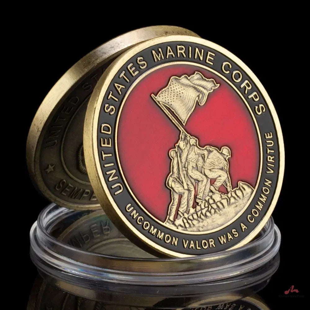 USA Marine Corps Semper Fidelis Commemorative Coin Uncommon Valor Was A Common Souvenir Coin Golden Plated Challenge Coin 1599-Chinese Style Finds™