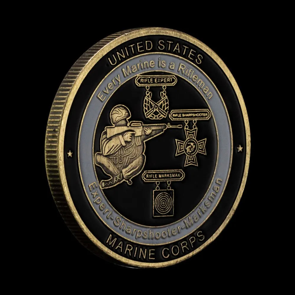 USA Marine Corps Souvenir Expert Sharpshooter Marksman Every Marine Is A Rifleman Military Copper Plated Commemorative Coin 1068-Chinese Style Finds™