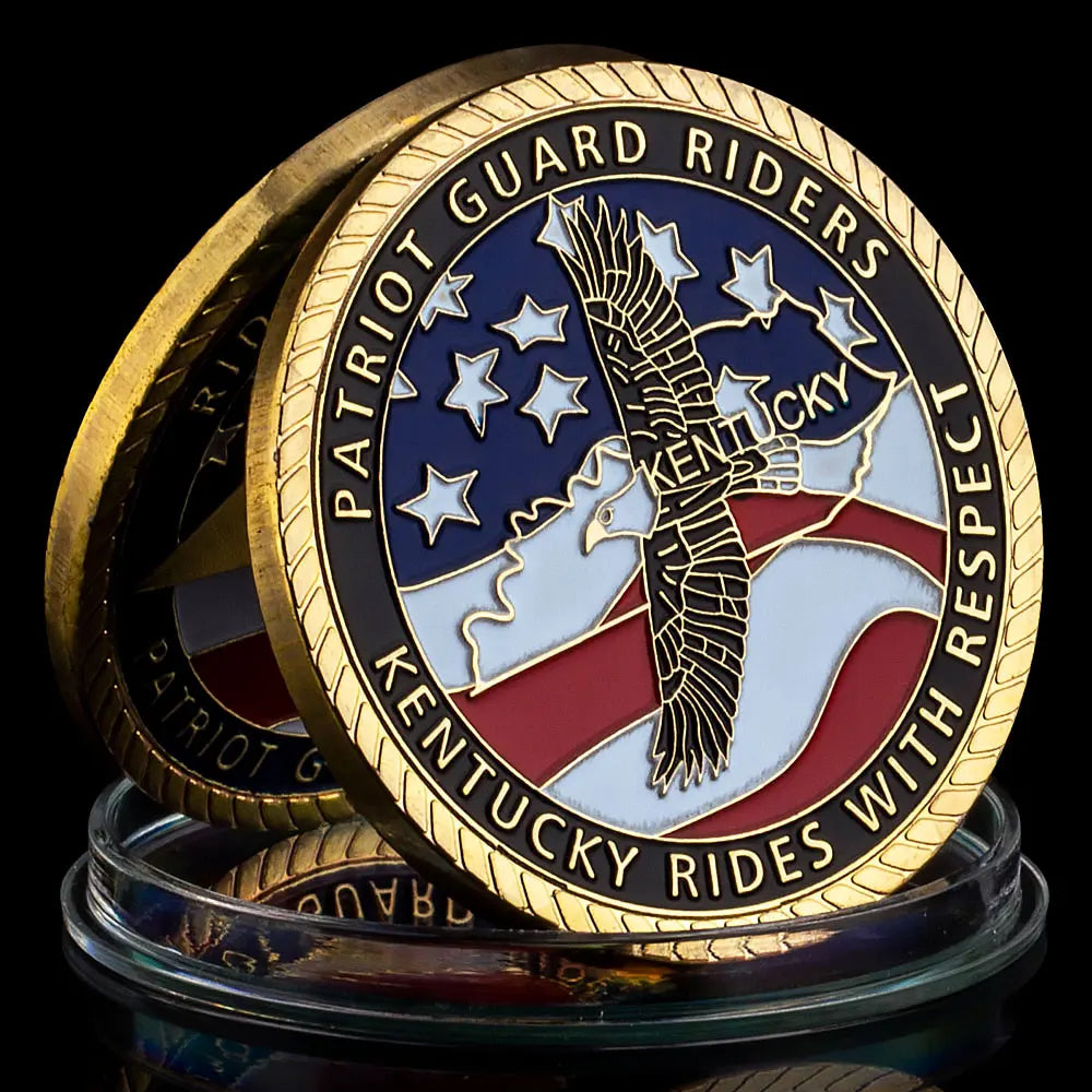 USA Patriot Guard Riders Souvenir Coin Golden Plated Commemorative Coin Bald Eagle Patriot Challenge Coin 1146-Chinese Style Finds™