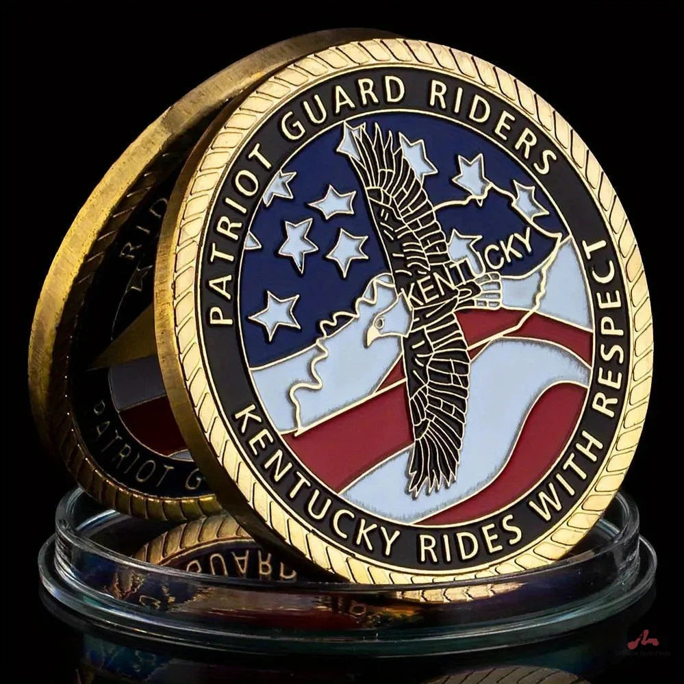 USA Patriot Guard Riders Souvenir Coin Golden Plated Commemorative Coin Bald Eagle Patriot Challenge Coin 1146-Chinese Style Finds™