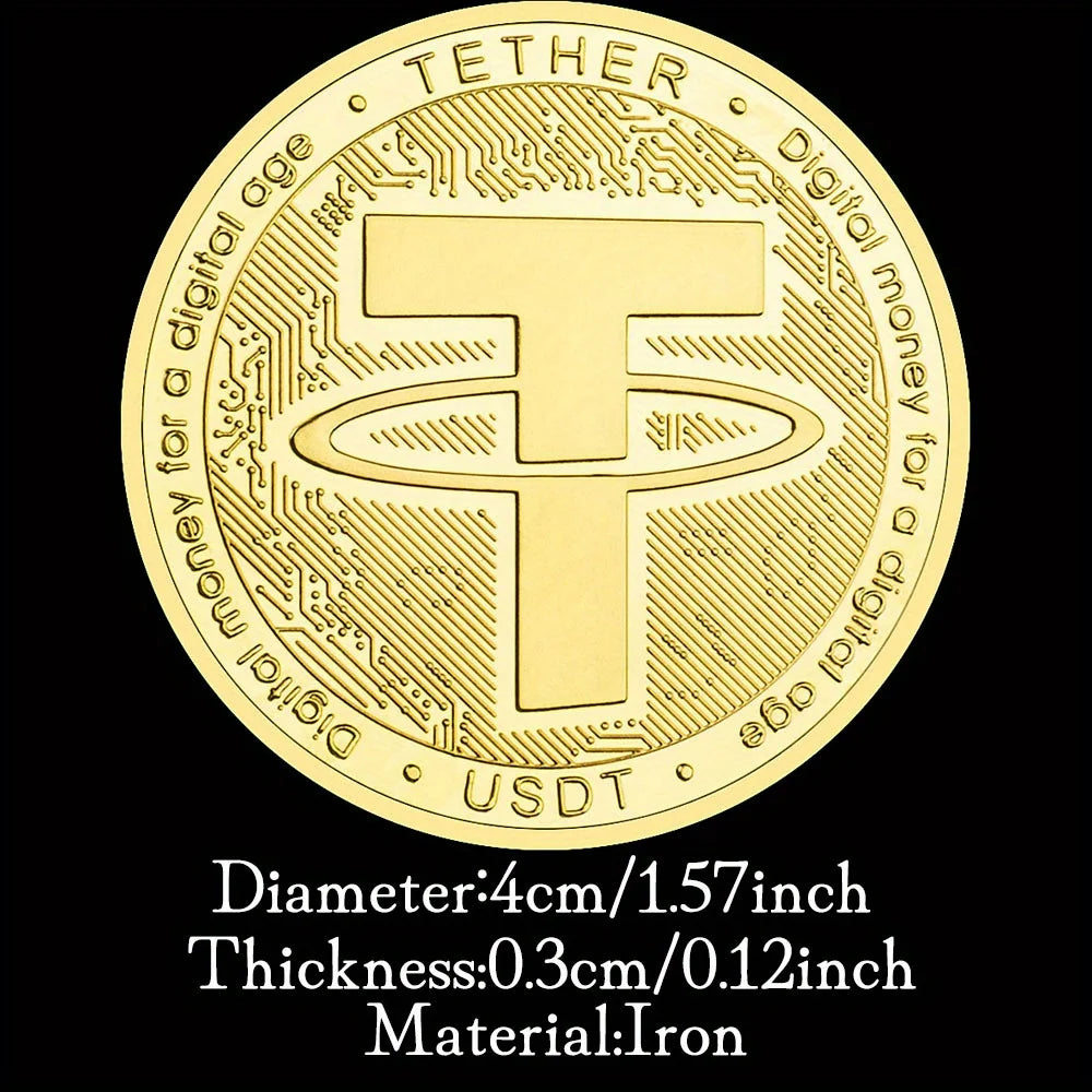 USDT Cryptocurrency Physical Coin Tether USD Collectible Golden Plated Crypto Coin Souvenir Gift Commemorative Coin 1230-Chinese Style Finds™