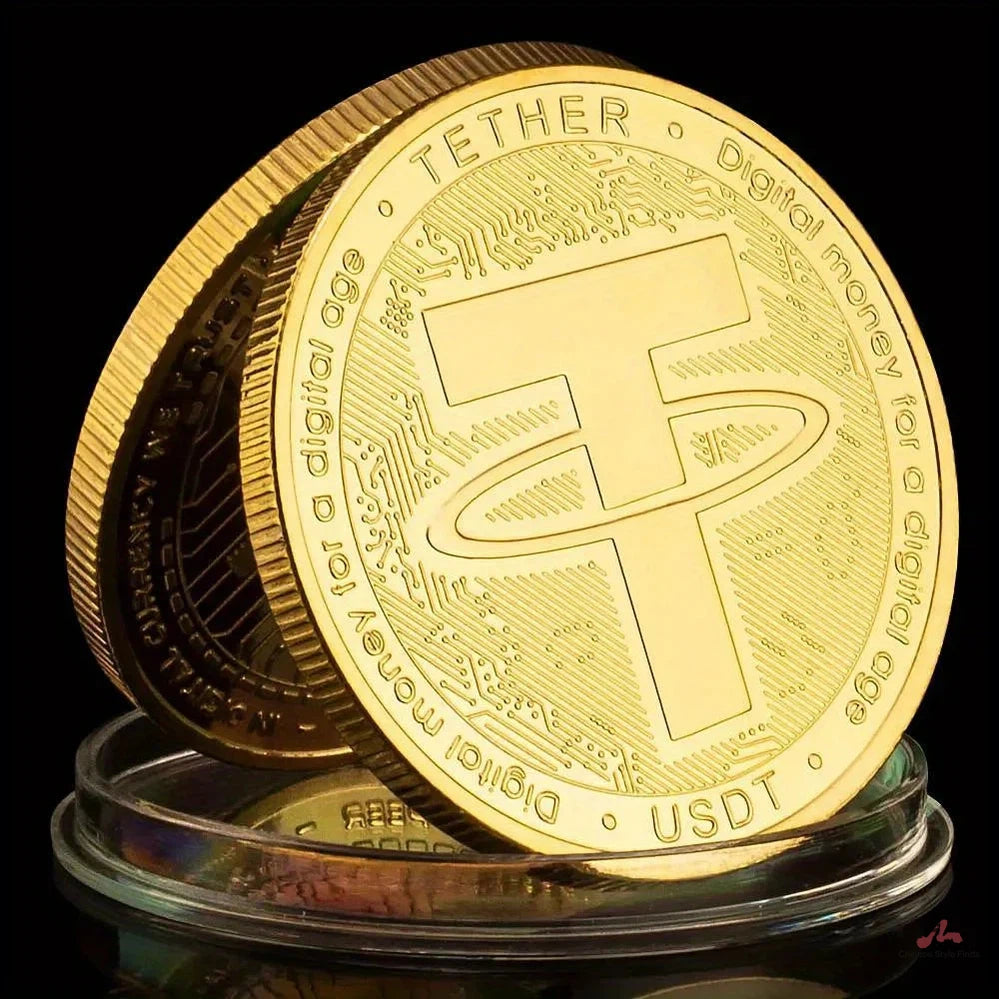 USDT Cryptocurrency Physical Coin Tether USD Collectible Golden Plated Crypto Coin Souvenir Gift Commemorative Coin 1230-Chinese Style Finds™