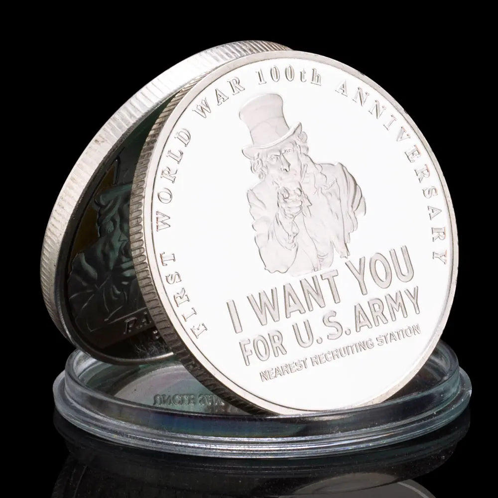 Uncle Sam Souvenir Coin American Patriotism Collectibles Silvery Plated Commemorative Coin Challenge Coin 1450-Chinese Style Finds™