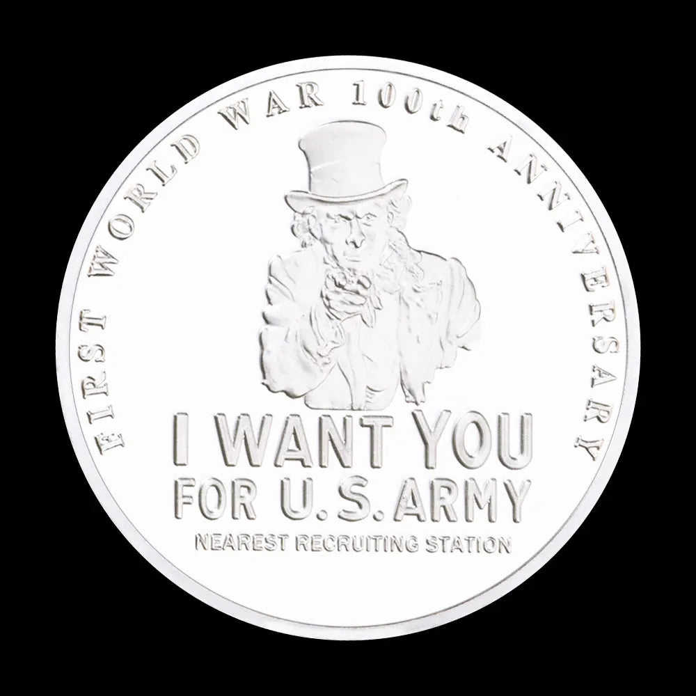 Uncle Sam Souvenir Coin American Patriotism Collectibles Silvery Plated Commemorative Coin Challenge Coin 1450-Chinese Style Finds™