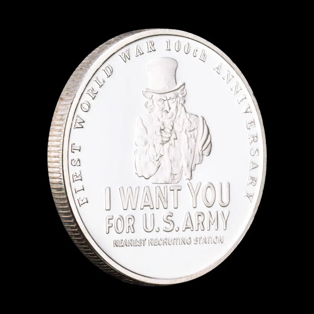 Uncle Sam Souvenir Coin American Patriotism Collectibles Silvery Plated Commemorative Coin Challenge Coin 1450-Chinese Style Finds™