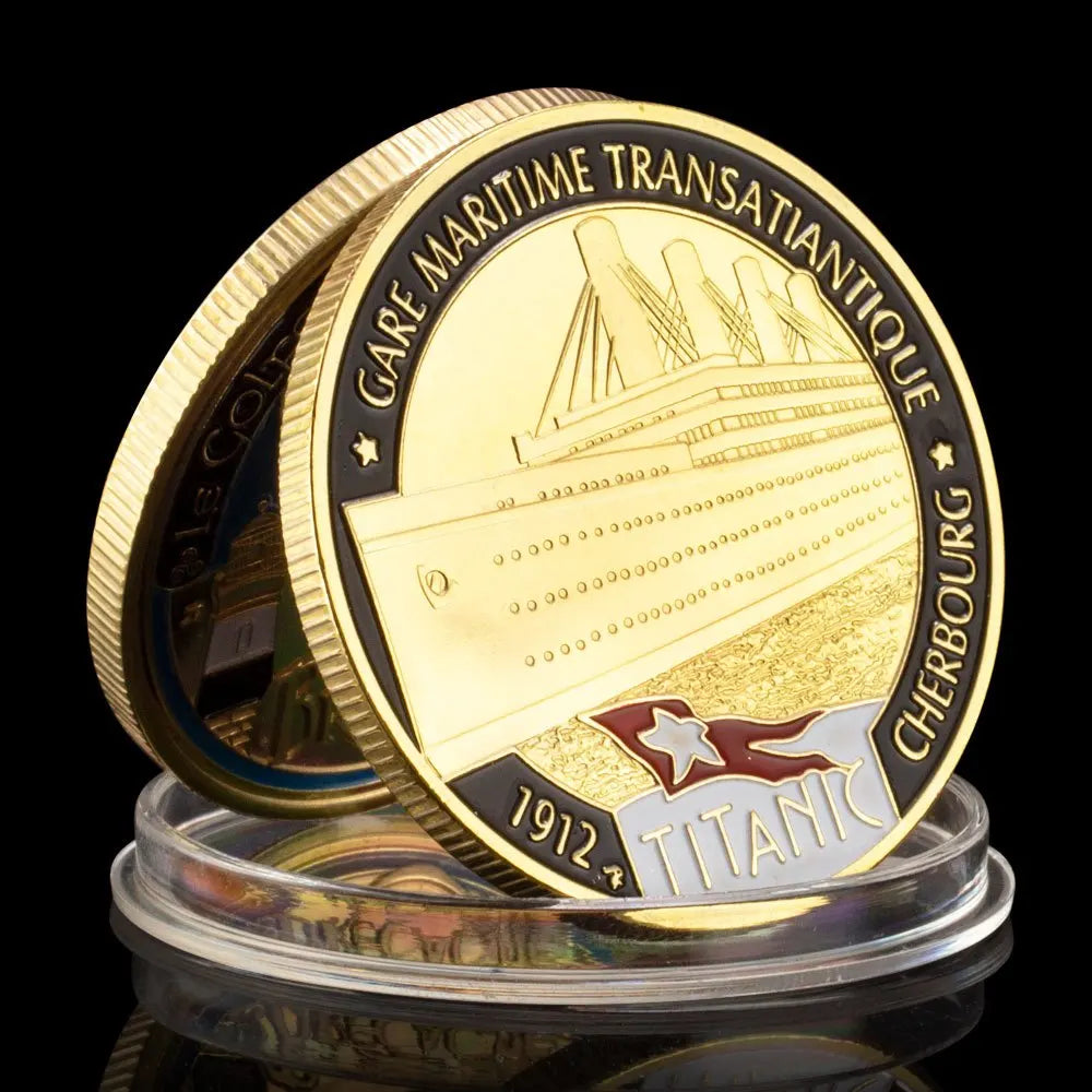 United Kindom Titanic Souvenir Gare Maritime Transatian Tique Collectible Golden Plated Coin Collection Gift Commemorative Coin 1103-Chinese Style Finds™