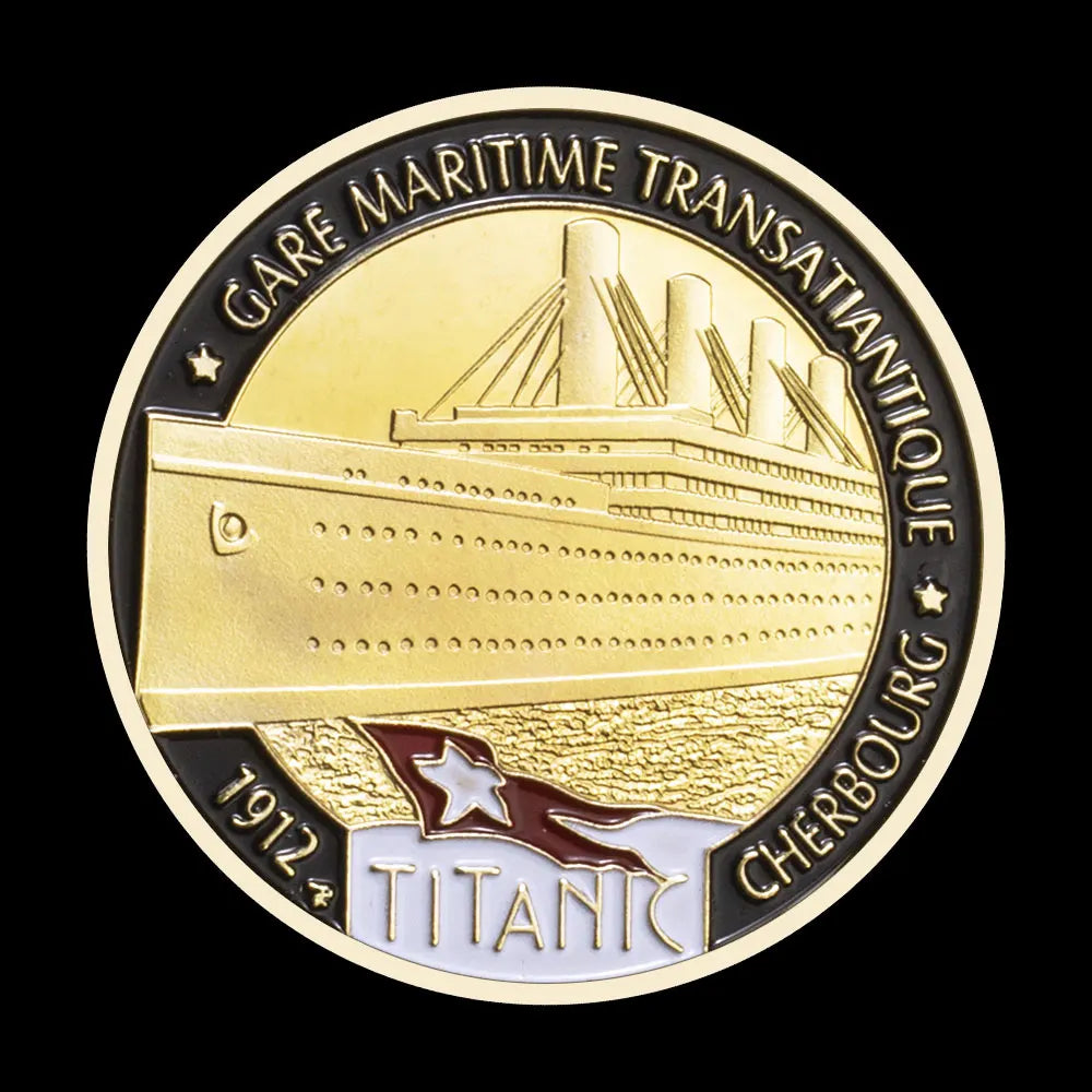 United Kindom Titanic Souvenir Gare Maritime Transatian Tique Collectible Golden Plated Coin Collection Gift Commemorative Coin 1103-Chinese Style Finds™