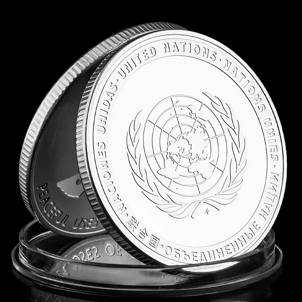 United Nations Peaceful Uses of Outer Space Souvenir Silver Plated Coin Peace Dove Pattern Collectible Commemorative Coin 1163-Chinese Style Finds™