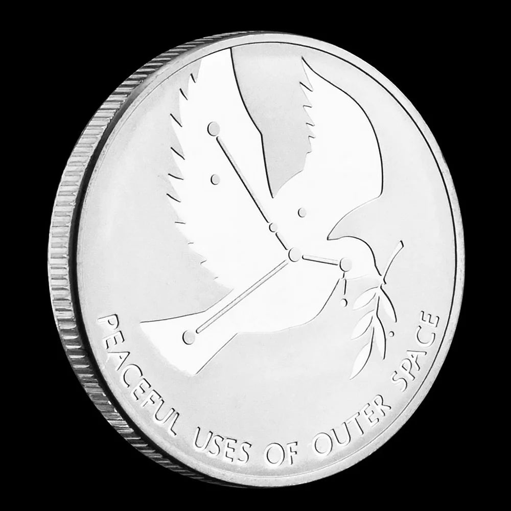 United Nations Peaceful Uses of Outer Space Souvenir Silver Plated Coin Peace Dove Pattern Collectible Commemorative Coin 1163-Chinese Style Finds™