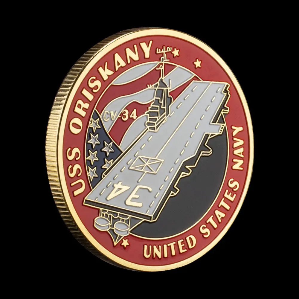 United Navy Oriskany CV-34 Aircraft Carrier Souvenir Coin Gold Plated Challenge Coin Department of The Navy Commemorative Coin 1166-Chinese Style Finds™