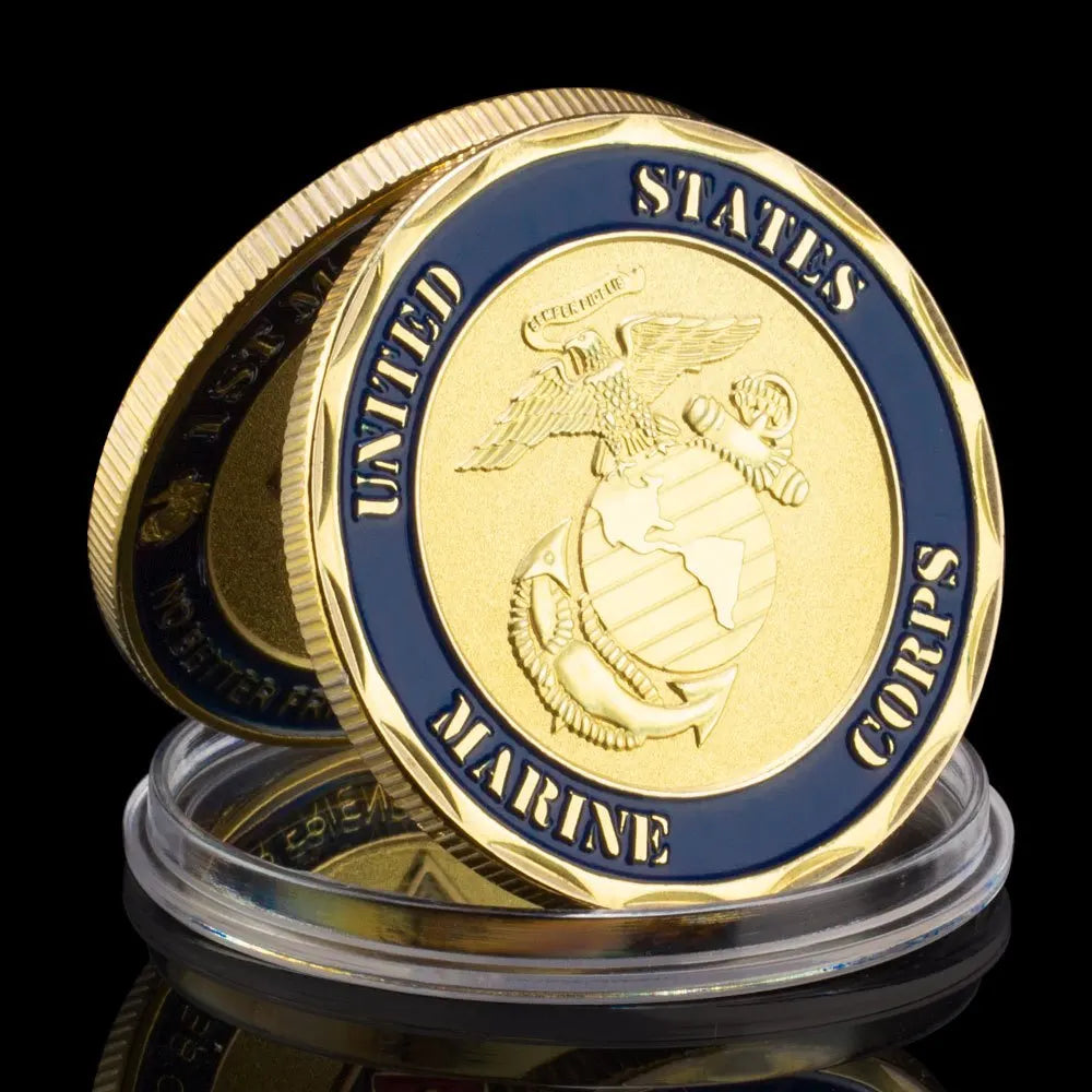 United States 1st Marine Division Souvenir Golden Plated Coin No Better Friend No Worse Enemy Commemorative Coin Challenge Coin 1662-Chinese Style Finds™