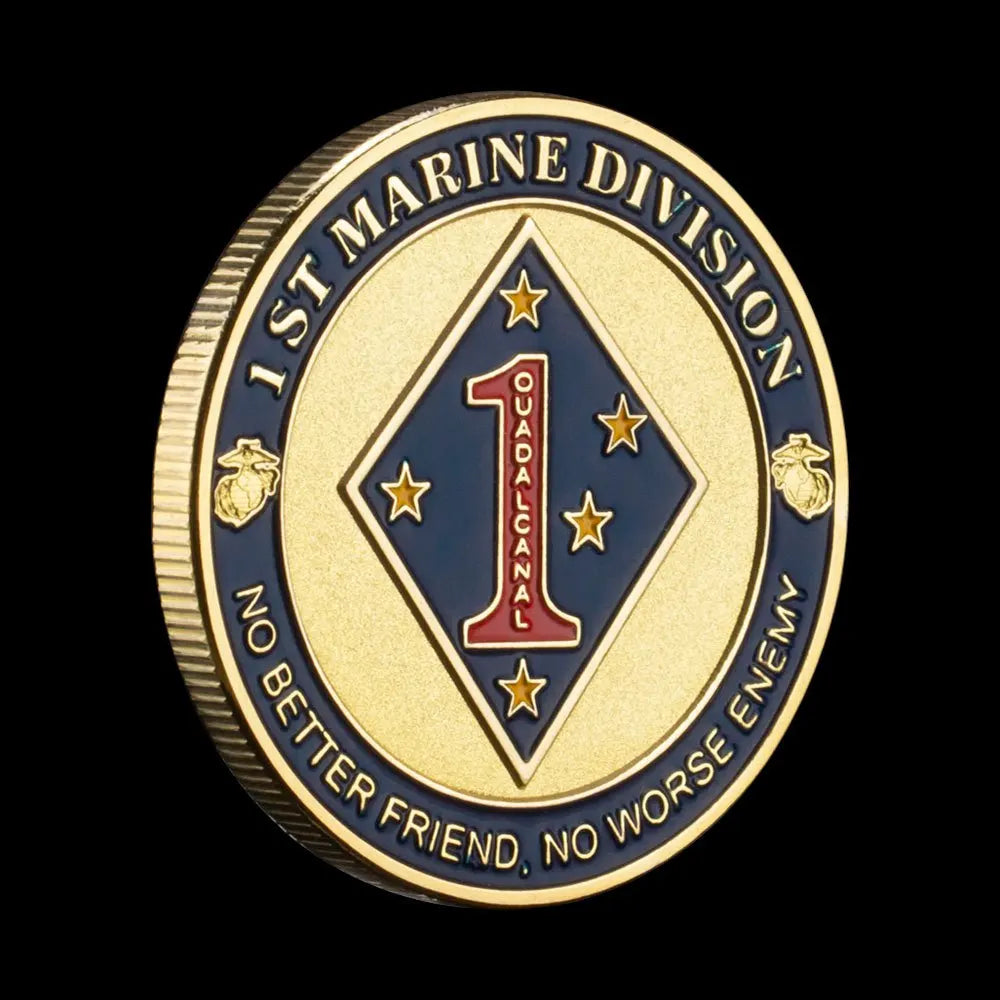 United States 1st Marine Division Souvenir Golden Plated Coin No Better Friend No Worse Enemy Commemorative Coin Challenge Coin 1662-Chinese Style Finds™