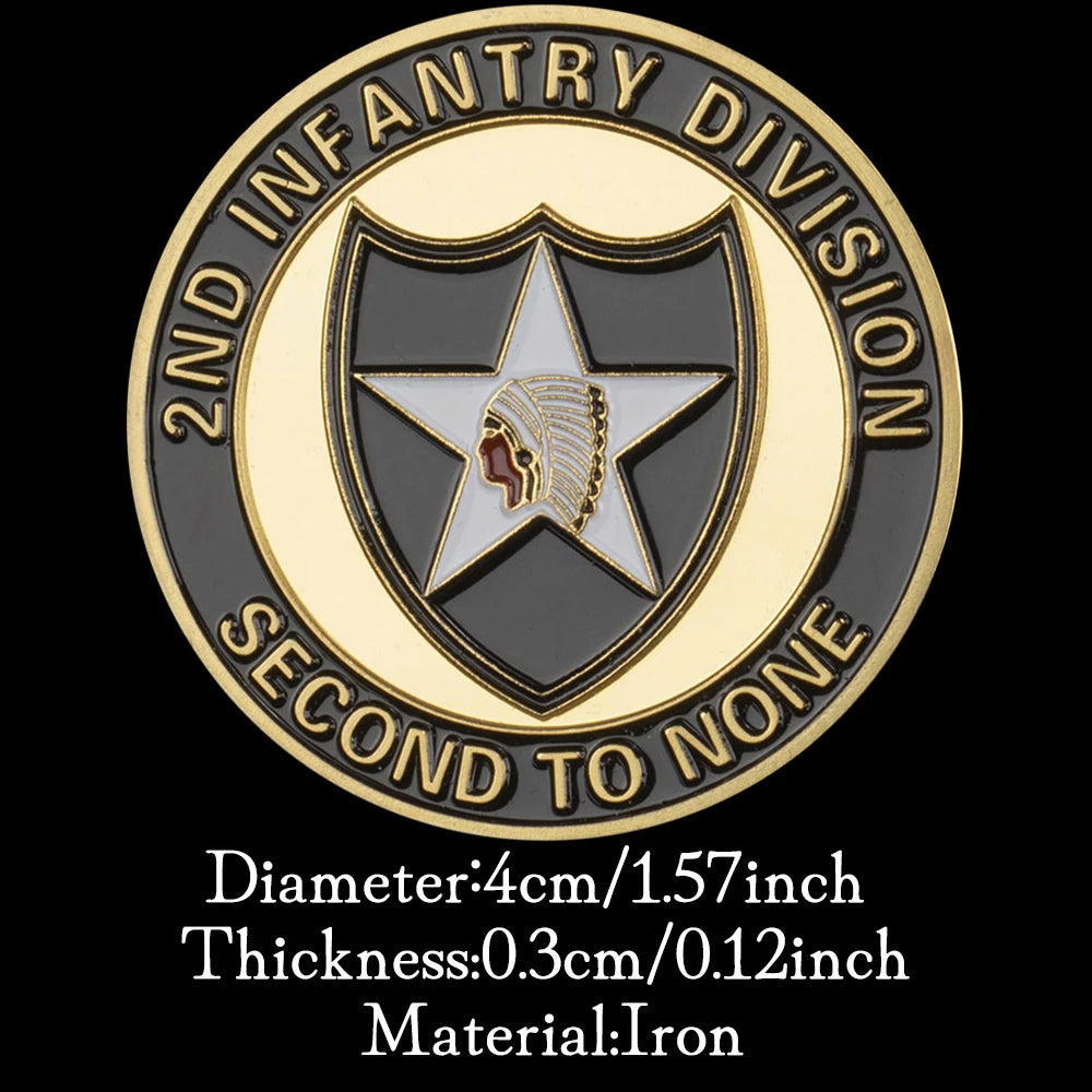 United States 2nd Infantry Division Department of The Army Souvenir Golden Challenge Coin Second To None Commemorative Coin 1519-Chinese Style Finds™