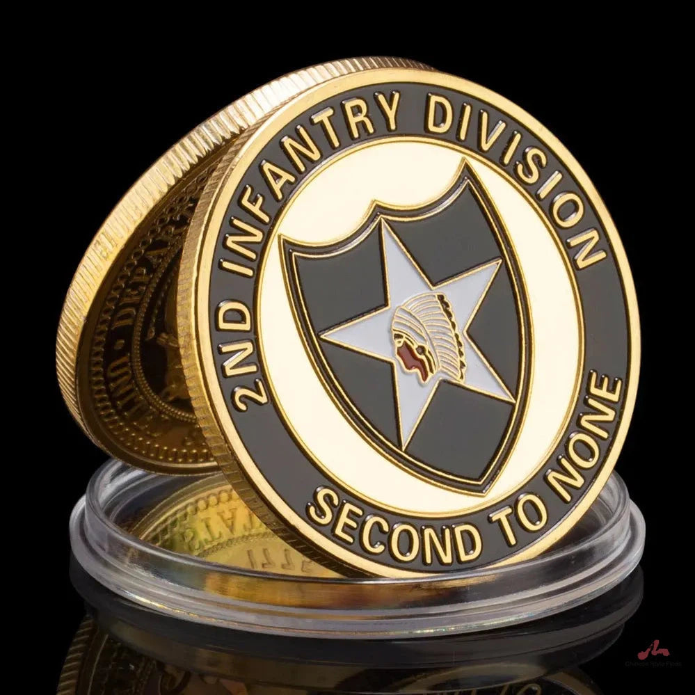 United States 2nd Infantry Division Department of The Army Souvenir Golden Challenge Coin Second To None Commemorative Coin 1519-Chinese Style Finds™