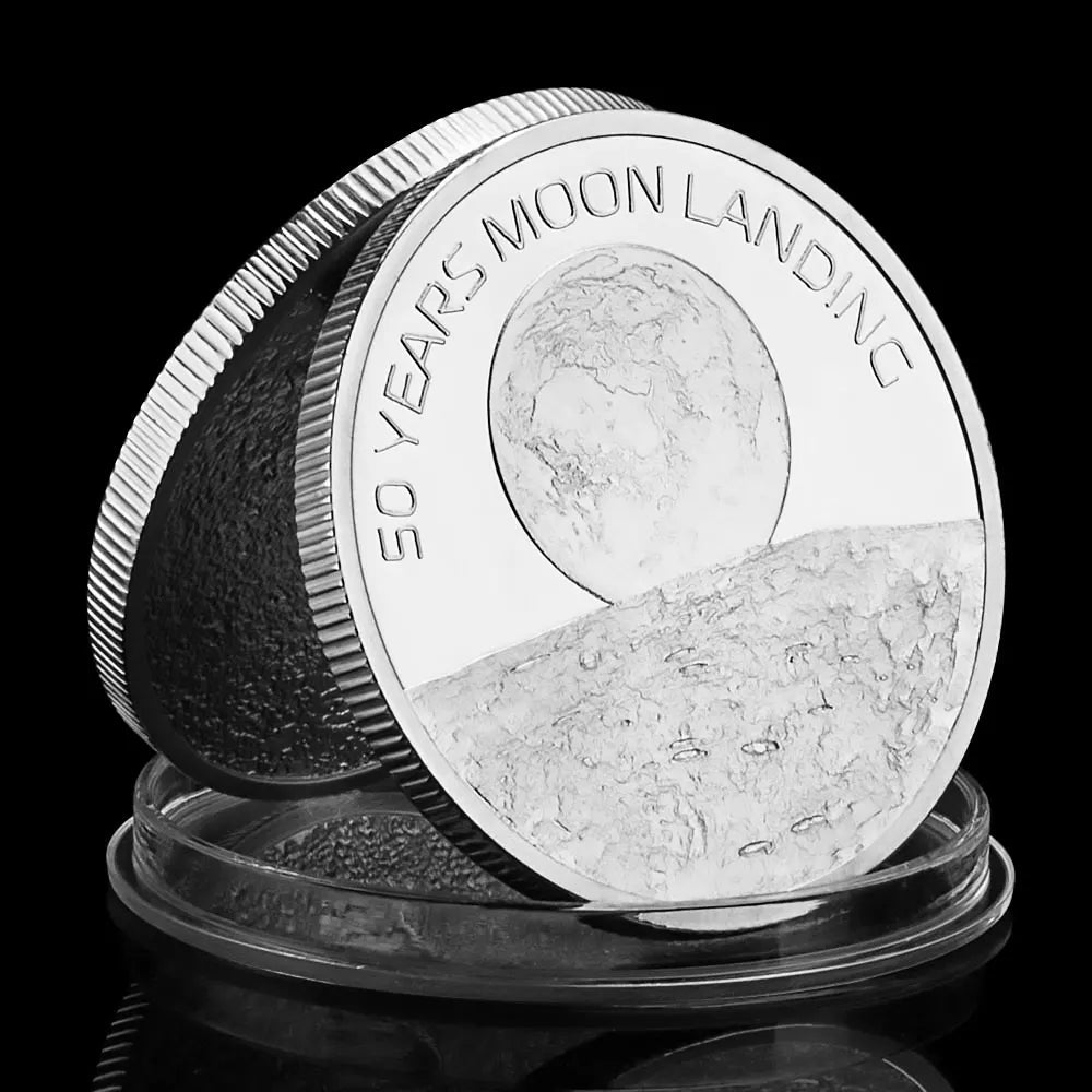 United States 50 Years Anniversary of Moon Landing Collectible Silvery Plated Souvenir Coin Creative Gift Commemorative Coin 1687-Chinese Style Finds™