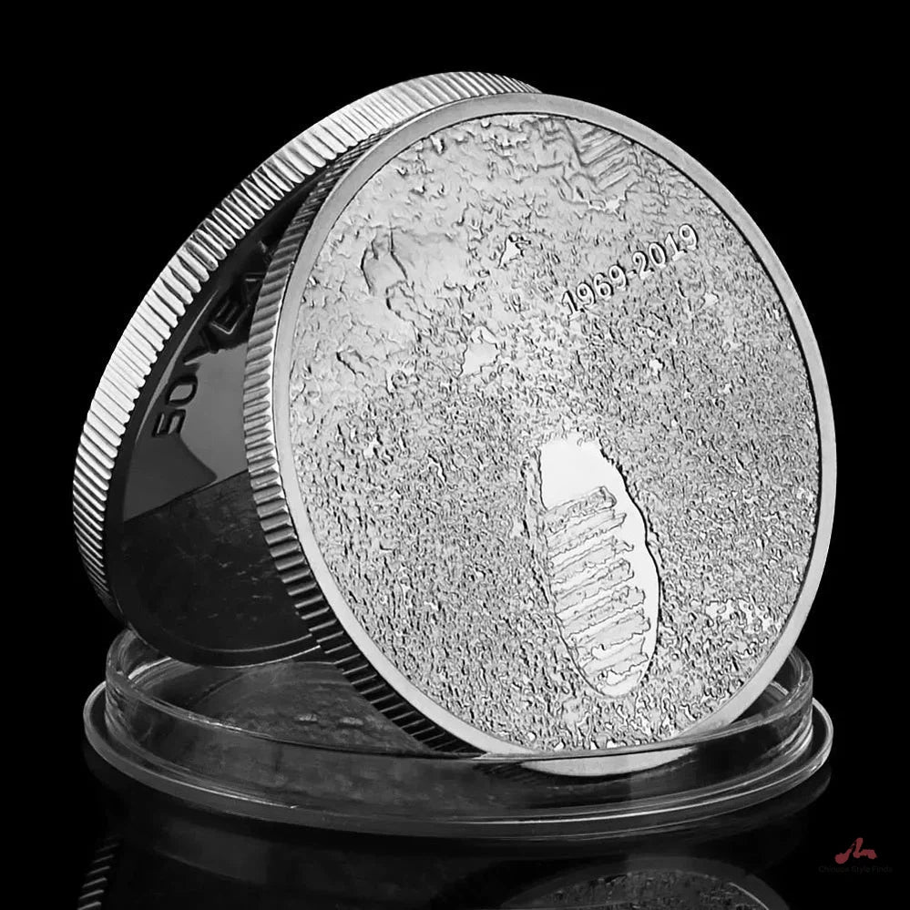 United States 50 Years Anniversary of Moon Landing Collectible Silvery Plated Souvenir Coin Creative Gift Commemorative Coin 1687-Chinese Style Finds™