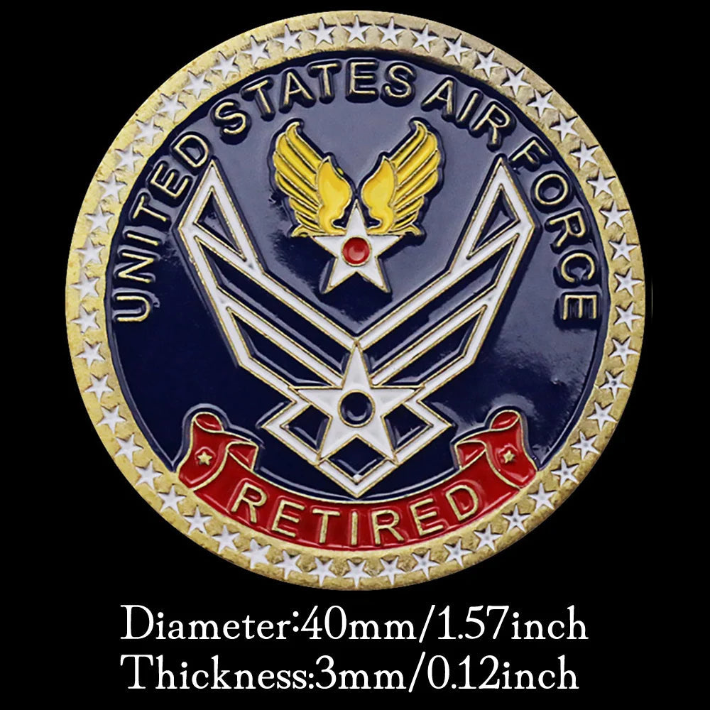 United States Air Force Retired Souvenir Bronze Plated Coin Veteran Collectible Challenge Coin US Air Force Commemorative Coin 1574-Chinese Style Finds™