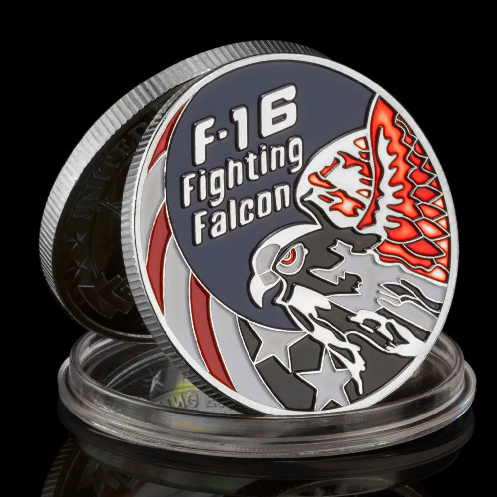 United States Air Force Souvenir Coin F-16 Fighting Falcon Aircraft Commemorative Coin Golden Plated Military Collectible Coin 1091-Chinese Style Finds™