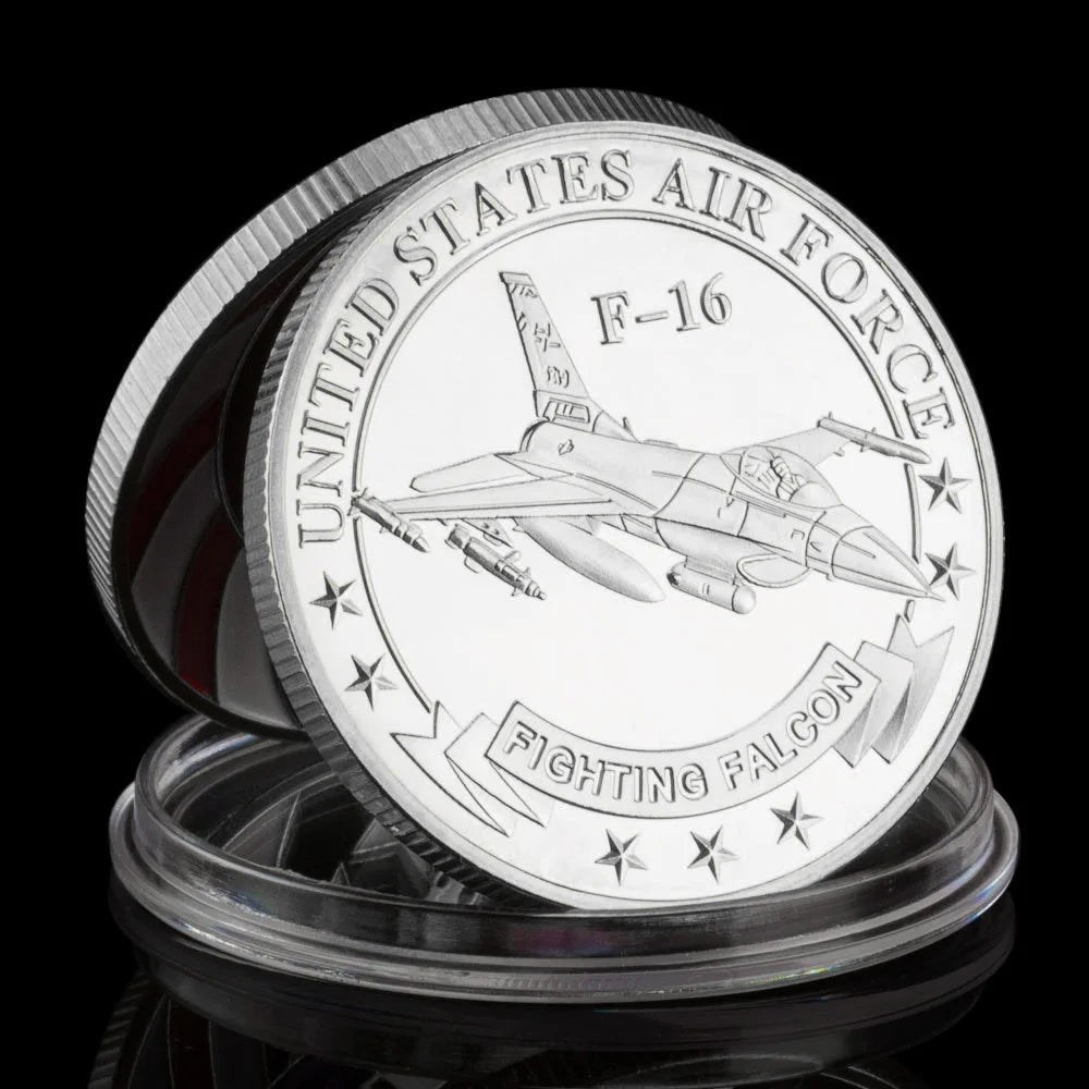 United States Air Force Souvenir Coin F-16 Fighting Falcon Aircraft Commemorative Coin Golden Plated Military Collectible Coin 1091-Chinese Style Finds™