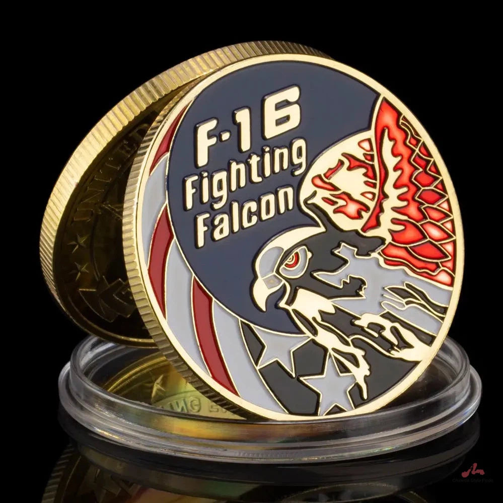 United States Air Force Souvenir Coin F-16 Fighting Falcon Aircraft Commemorative Coin Golden Plated Military Collectible Coin 1091-Chinese Style Finds™