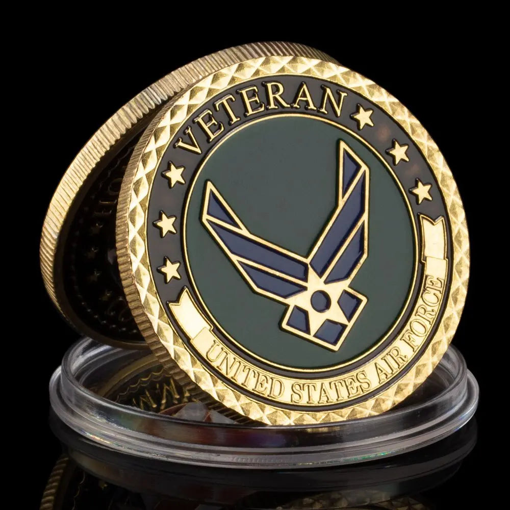 United States Air Force Veteran Honor Coin Honor Courage Commitment Collectible Golden Plated Commemorative Coin Challenge Coin 1665-Chinese Style Finds™