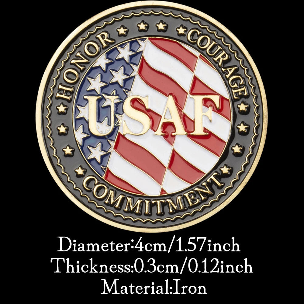 United States Air Force Veteran Honor Coin Honor Courage Commitment Collectible Golden Plated Commemorative Coin Challenge Coin 1665-Chinese Style Finds™