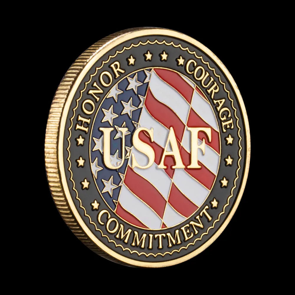 United States Air Force Veteran Honor Coin Honor Courage Commitment Collectible Golden Plated Commemorative Coin Challenge Coin 1665-Chinese Style Finds™