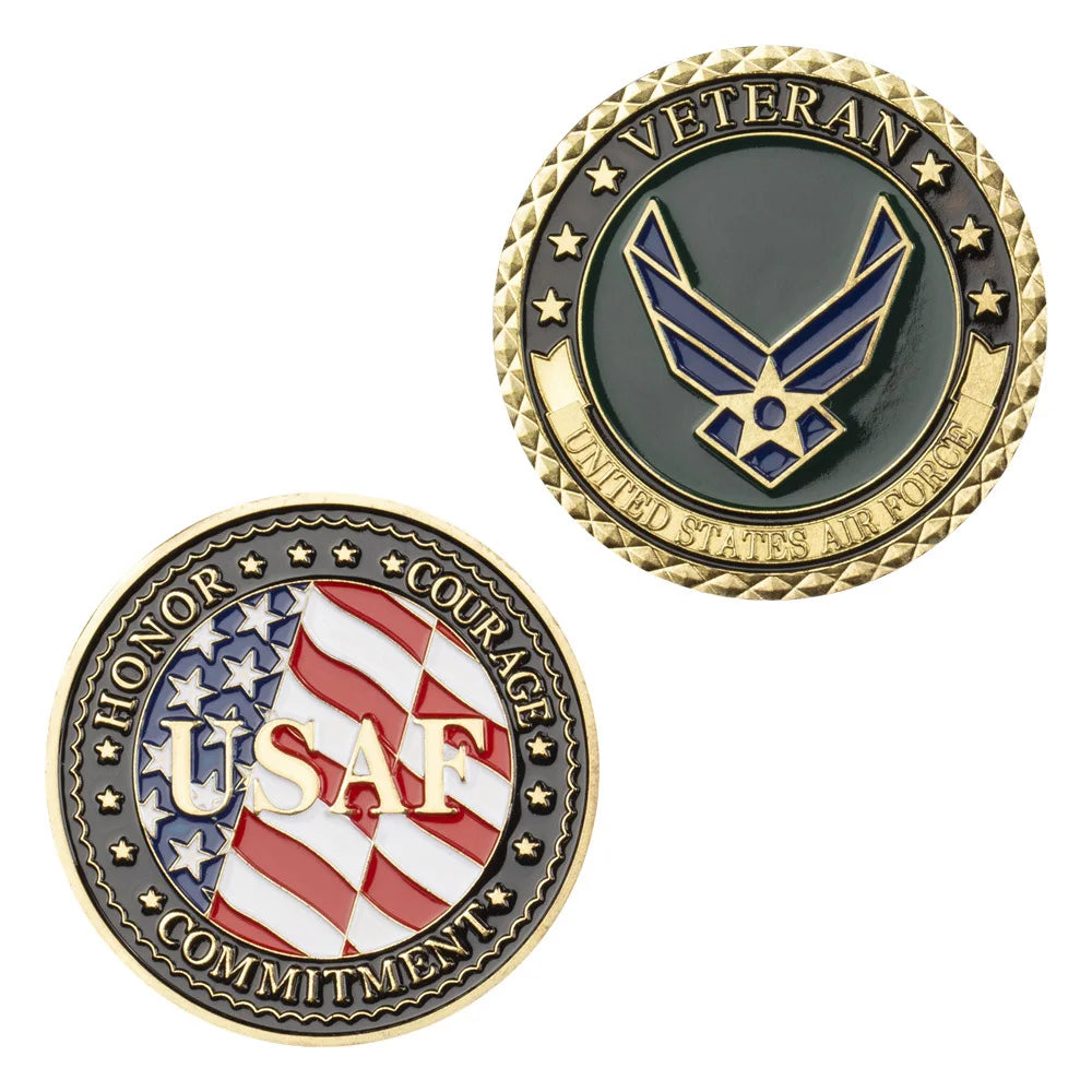 United States Air Force Veteran Honor Coin Honor Courage Commitment Collectible Golden Plated Commemorative Coin Challenge Coin 1665-Chinese Style Finds™