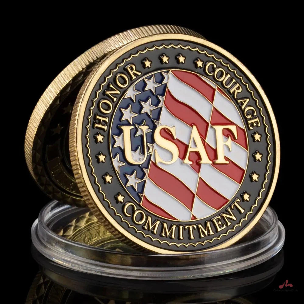 United States Air Force Veteran Honor Coin Honor Courage Commitment Collectible Golden Plated Commemorative Coin Challenge Coin 1665-Chinese Style Finds™