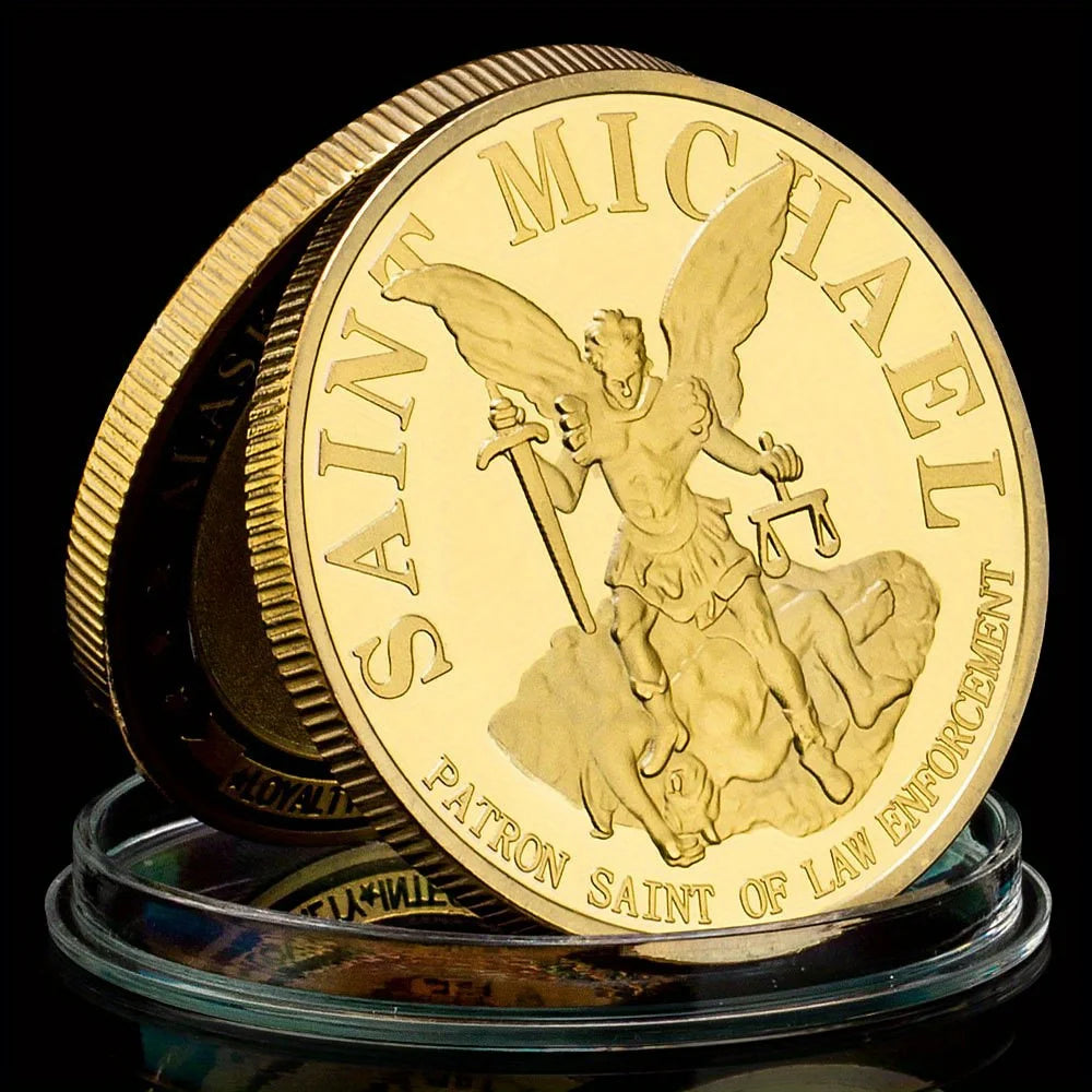 United States Alaska State Troopers Collectible Golden Plated Souvenir Coin Saint Micheal Pattern Collection Commemorative Coin 1144-Chinese Style Finds™