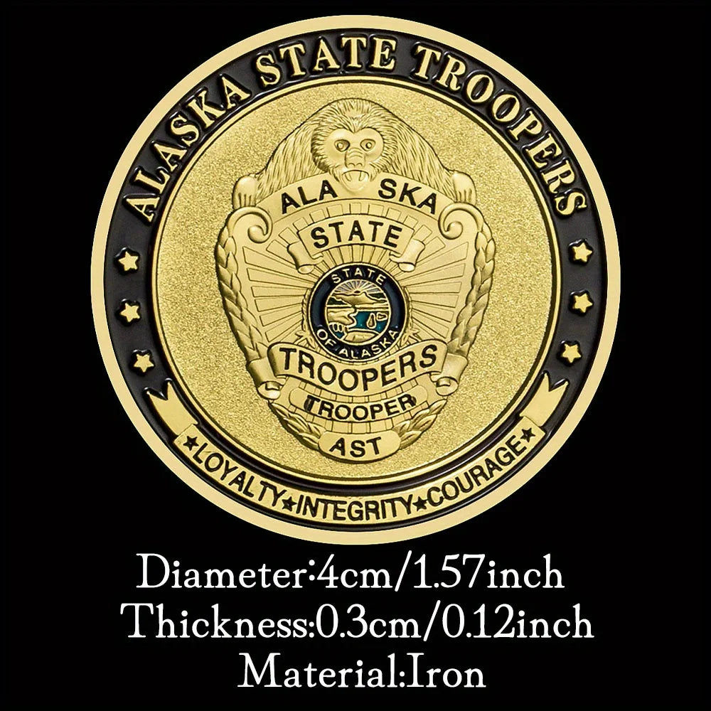 United States Alaska State Troopers Collectible Golden Plated Souvenir Coin Saint Micheal Pattern Collection Commemorative Coin 1144-Chinese Style Finds™