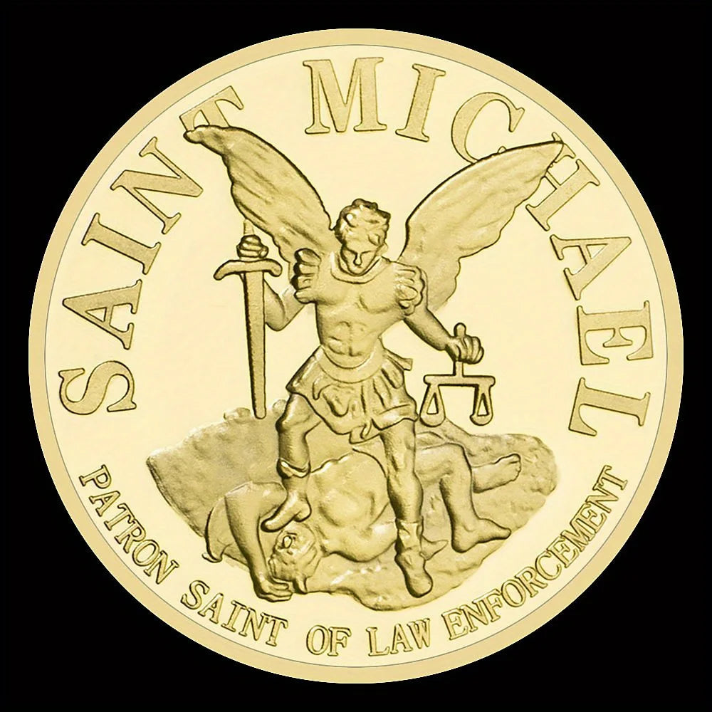 United States Alaska State Troopers Collectible Golden Plated Souvenir Coin Saint Micheal Pattern Collection Commemorative Coin 1144-Chinese Style Finds™