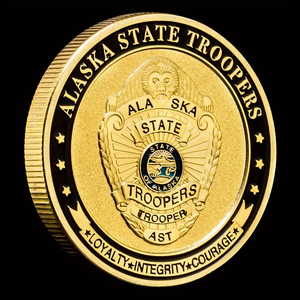 United States Alaska State Troopers Collectible Golden Plated Souvenir Coin Saint Micheal Pattern Collection Commemorative Coin 1144-Chinese Style Finds™